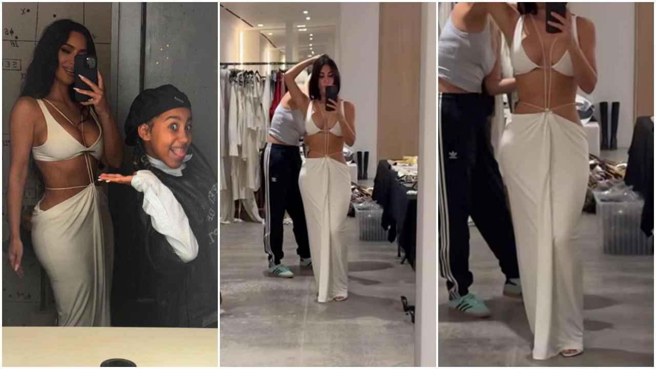 Kim Kardashian steps out with North in a risqué long white dress with simply unique cut-out design (PC: Kim Kardashian Instagram)