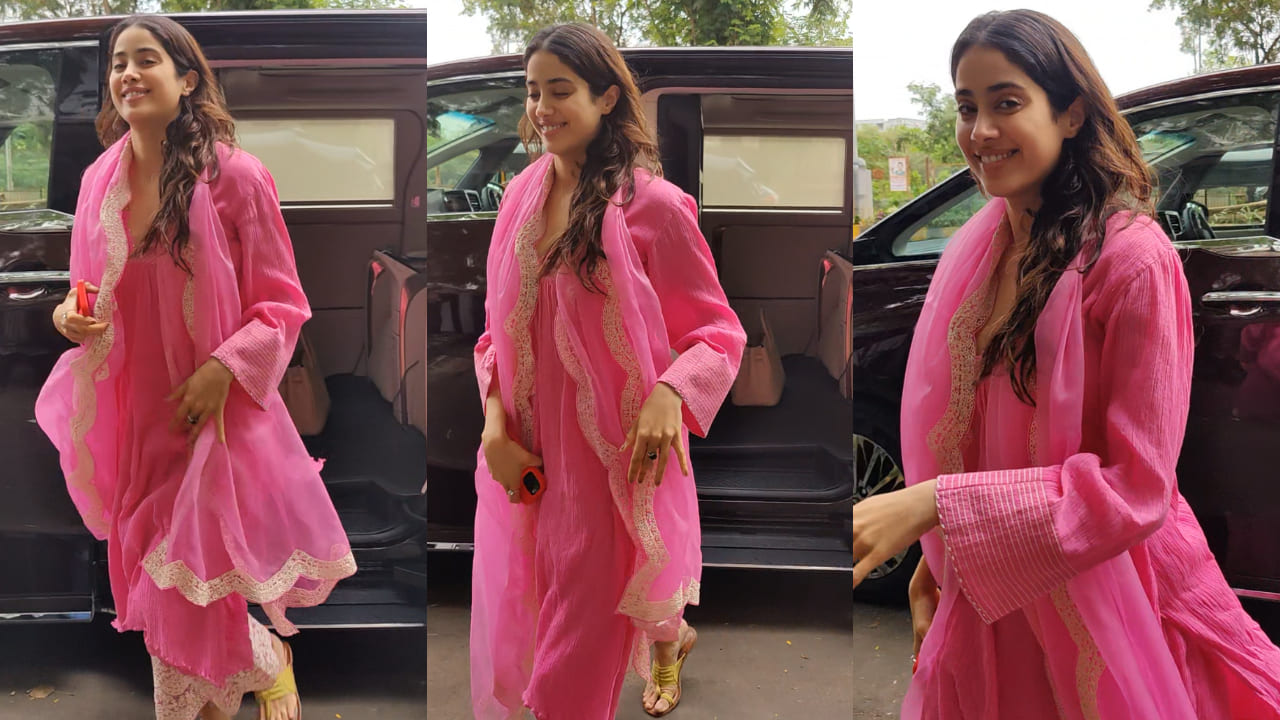 Janhvi Kapoor in pink suit