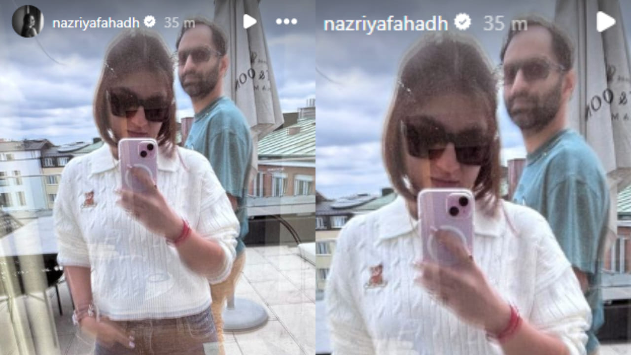 Fahadh Faasil photobombs wife Nazriya Nazim's mirror selfie and it's imperfectly perfect