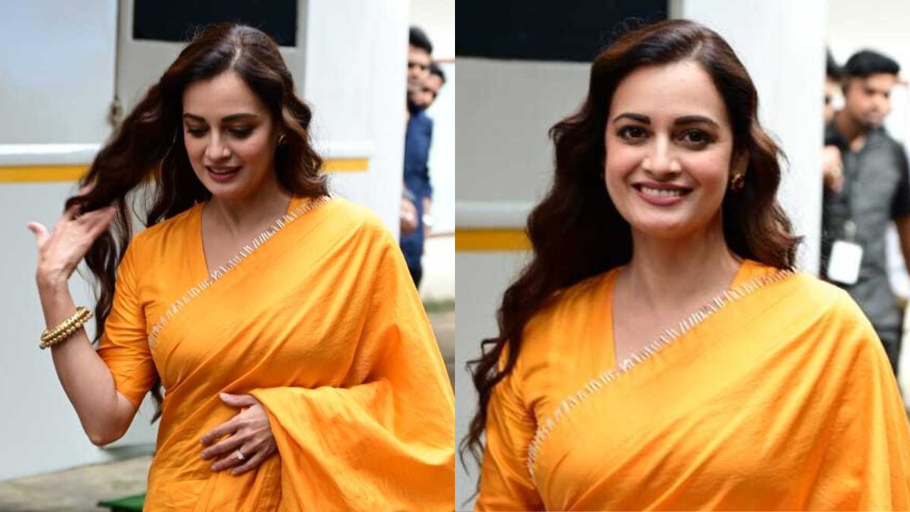 Dia Mirza cotton sari look for Ganesh Chaturthi puja (PC- Viral Bhayani)