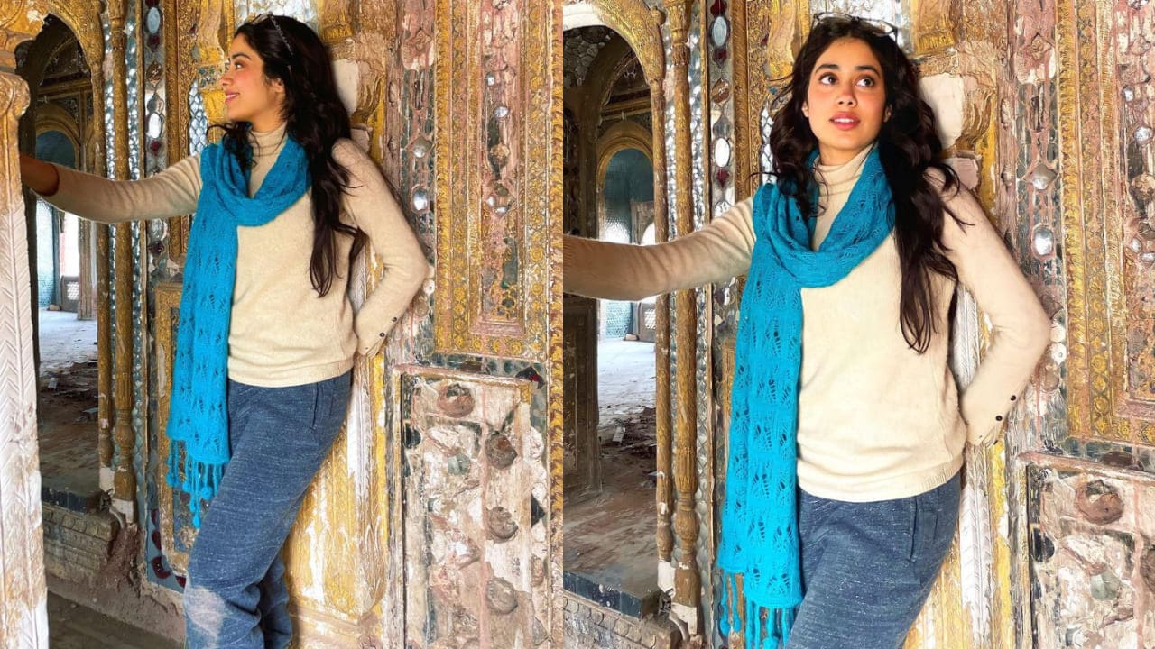 Janhvi Kapoor in toss style scarf 