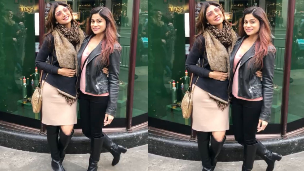 Shilpa Shetty in infinity scarf look 