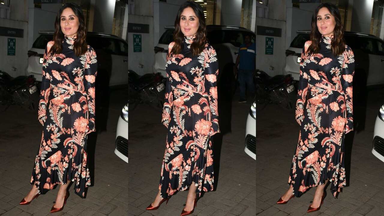 Kareena Kapoor's floral jersey dress look(PC: Viral Bhayani)