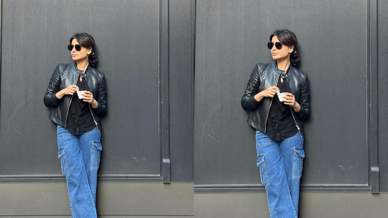 Samantha Ruth Prabhu in leather jacket 