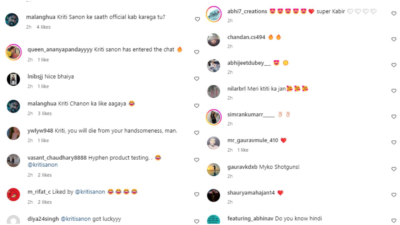 Kriti Sanon is all hearts on rumored beau Kabir Bahia's latest post; fans can’t stop gushing and call her ‘lucky’