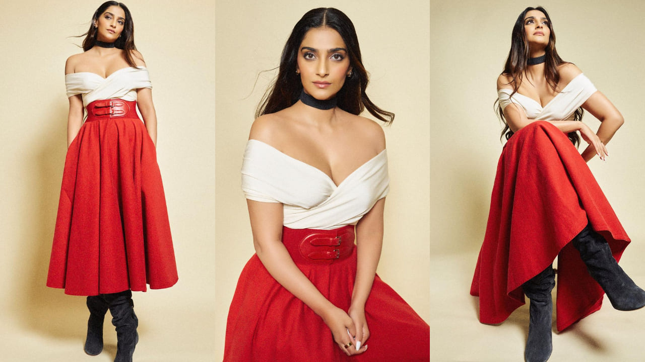 Sonam Kapoor in red skirt 