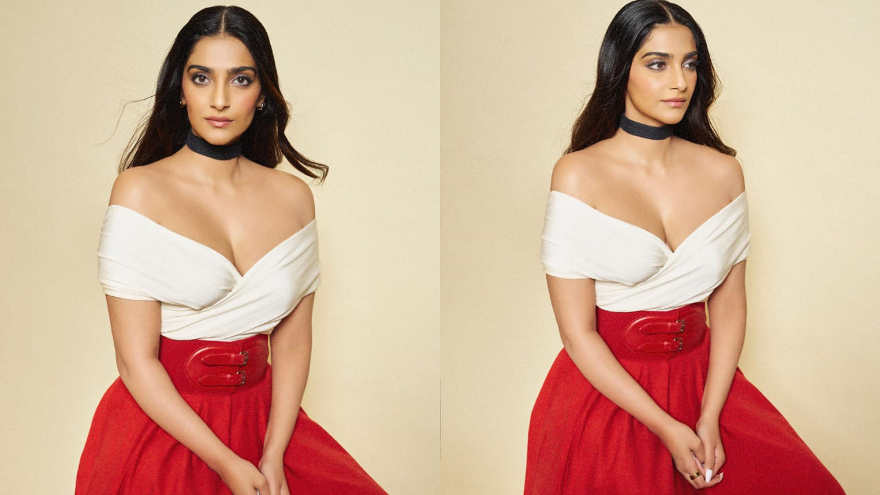 Sonam Kapoor in red skirt 