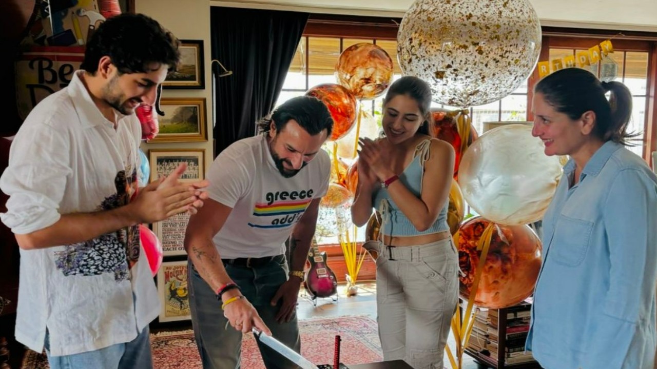 Sara Ali Khan gives peek into 'Abba' Saif Ali Khan's birthday celebration ft Kareena Kapoor, Ibrahim Ali Khan; fans miss Taimur, Jeh