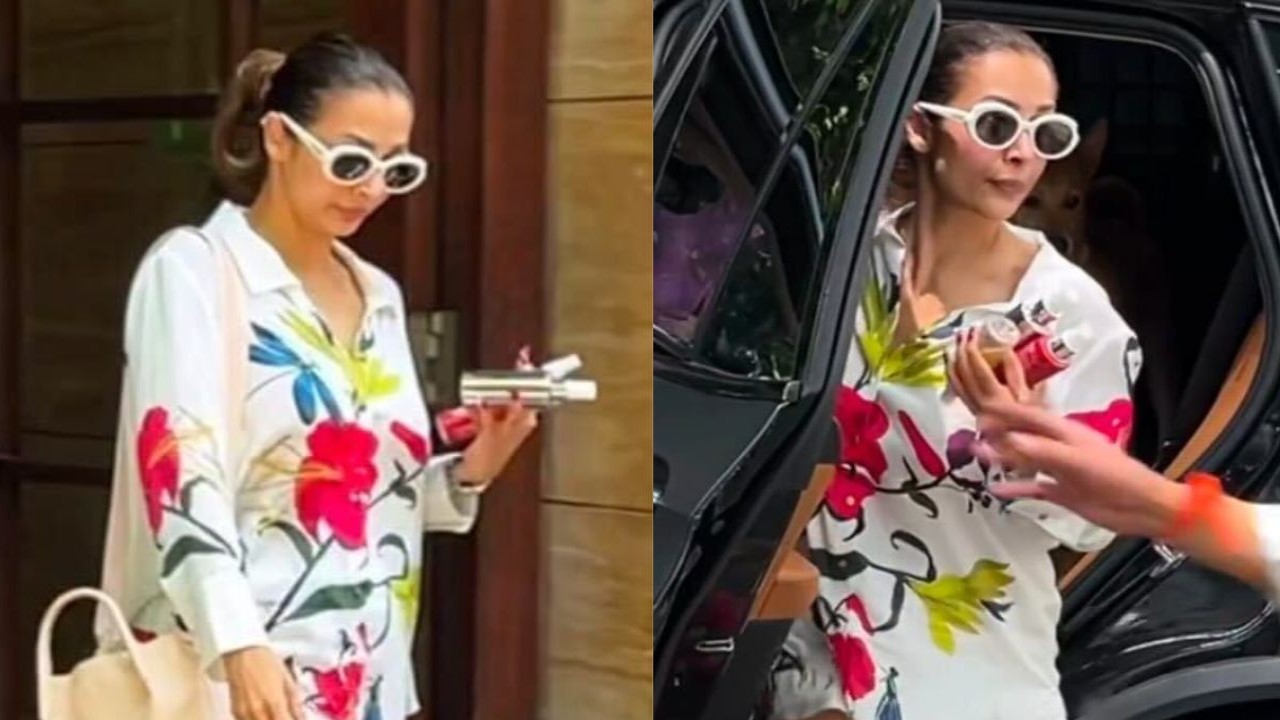 Malaika Arora’s oversized floral-printed shirt dress is just perfect for Gen-Z divas (PC: Viral Bhayani)