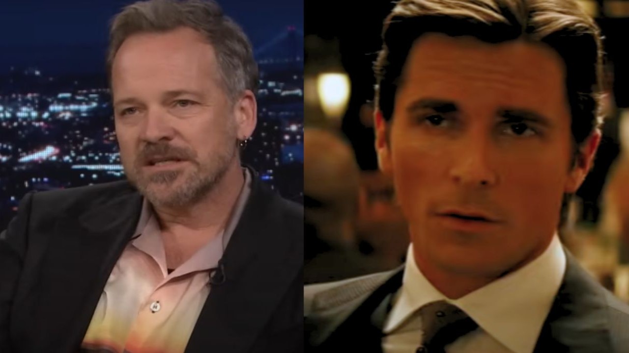 Peter Sarsgaard and Christian Bale (Image 1 via YouTube/The Tonight Show Starring Jimmy Fallon, image 2, via YouTube/DC)