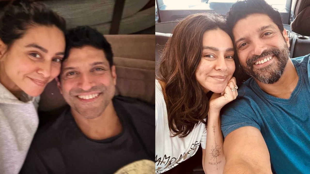 Farhan Akhtar poses with wife Shibani Akhtar for a romantic PIC; calls her 'reason to smile' 