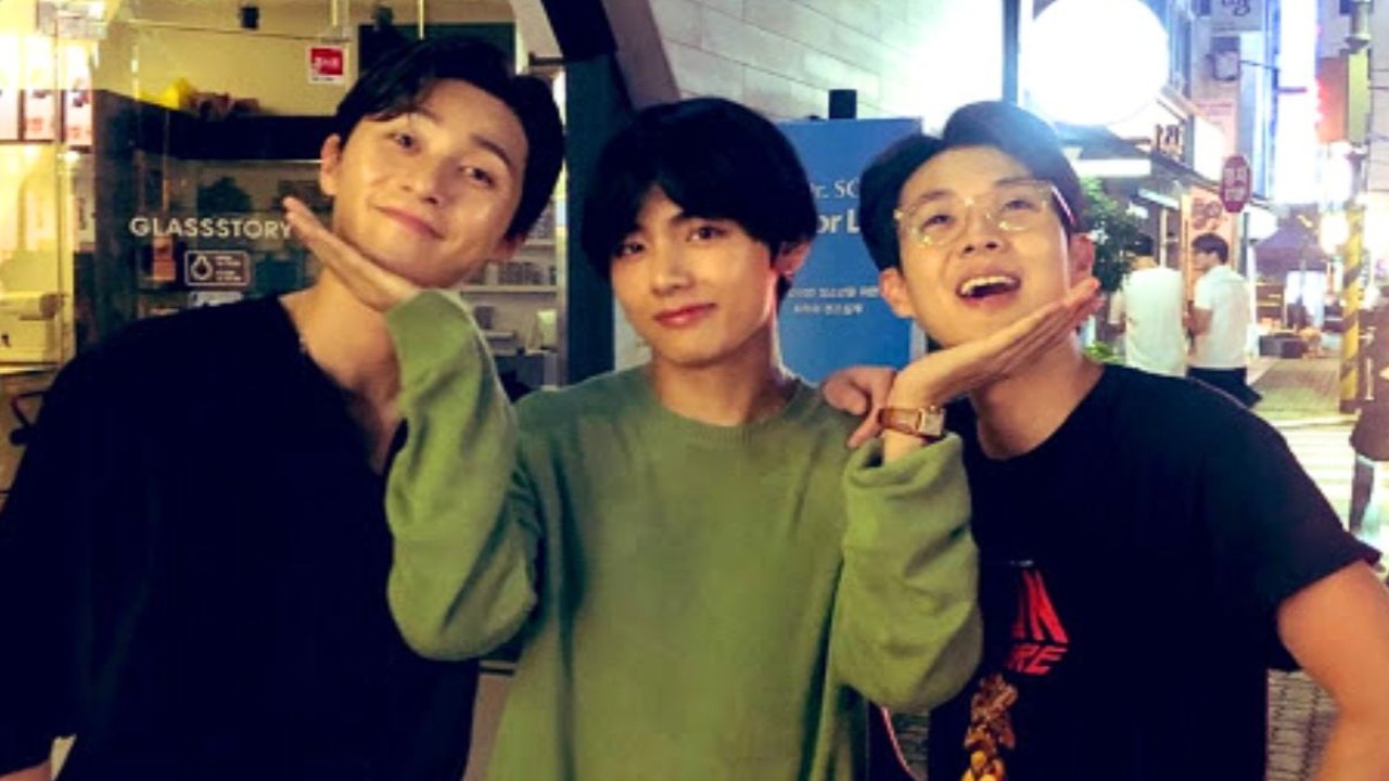 Park Seo Joon, BTS' V, Choi Woo Shik; Image Courtesy: BTS' X (formerly Twitter)