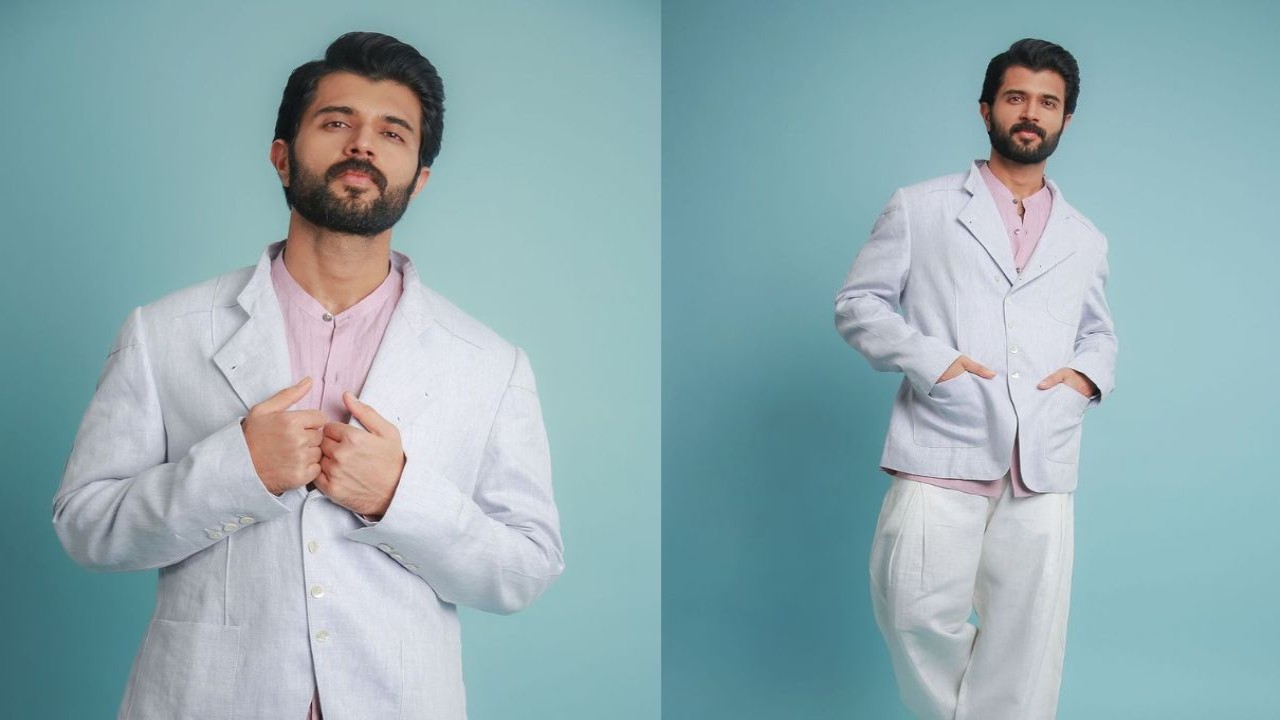 Vijay Deverakonda wears pants inspired by locally worn salwars with a blazer for the fr...