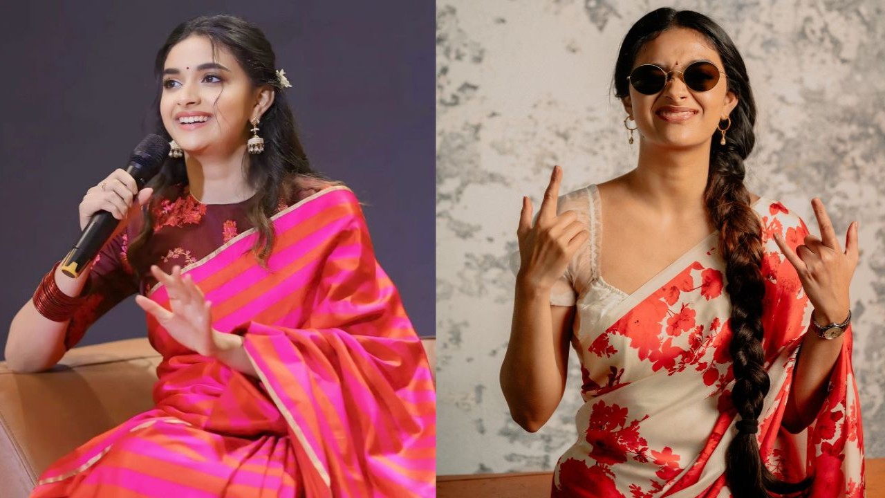 Keerthy Suresh's saree looks for Raghu Thatha promotions