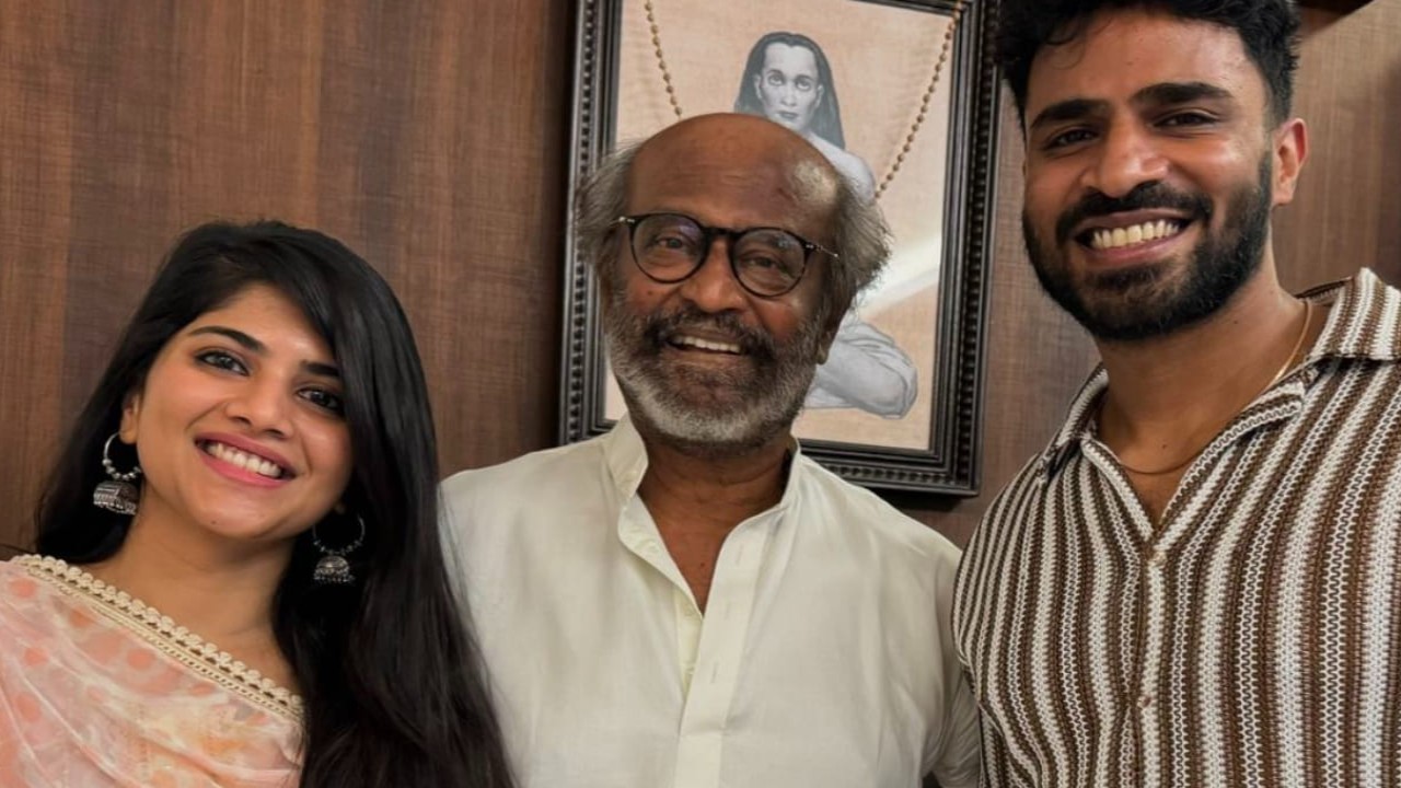 In Pictures: Superstar Rajinikanth receives special invite from Petta co-star Megha Akash for her wedding with Saai Vishnu