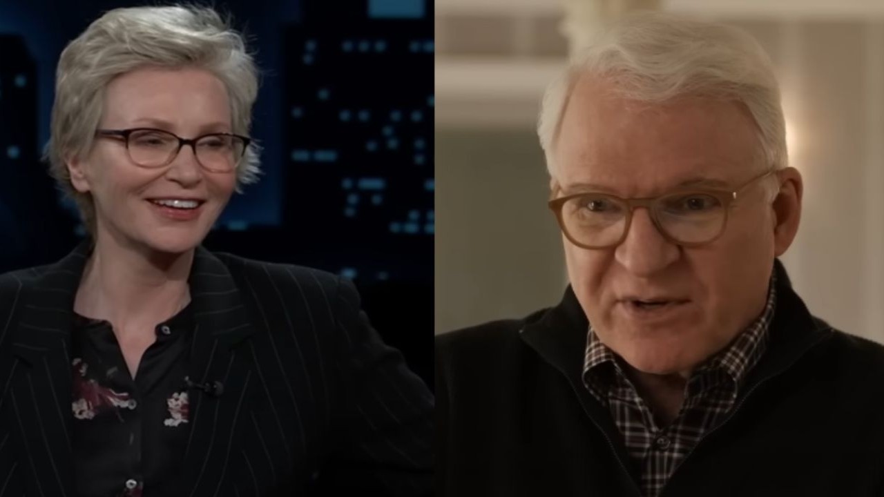 Jane Lynch and Steve Martin (Image 1, via YouTube/Jimmy Kimmel Live. image 2 via Hulu)