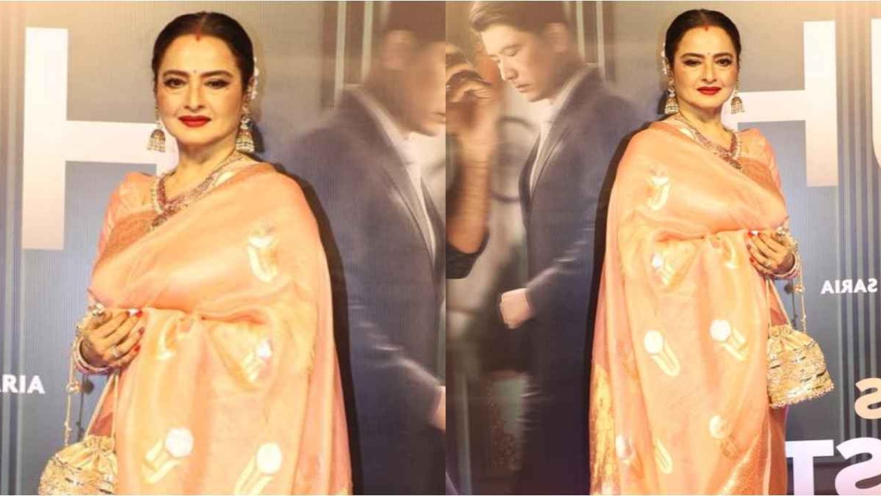 Rekha, saree, silk saree, peach, regal, elegant, ethnic wear, style, fashion