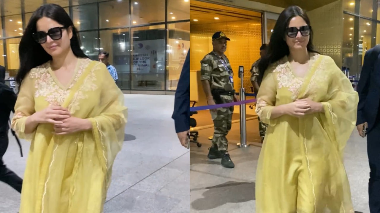 Katrina Kaif in yellow kurta set at mumbai airport