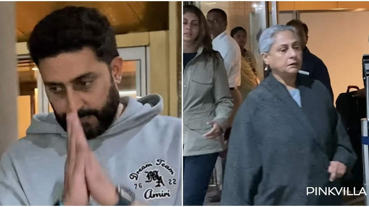 Abhishek Bachchan’s NAMASKAR to paps as he arrives at airport with mom Jaya Bachchan and sister Shweta proves why he's a true gentleman