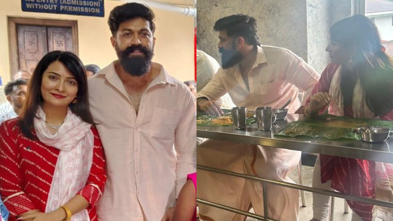 Toxic star Yash enjoys a meal with wife Radhika Pandit after offering prayers at Sri Manjunatha temple in Dharmasthala, see photos