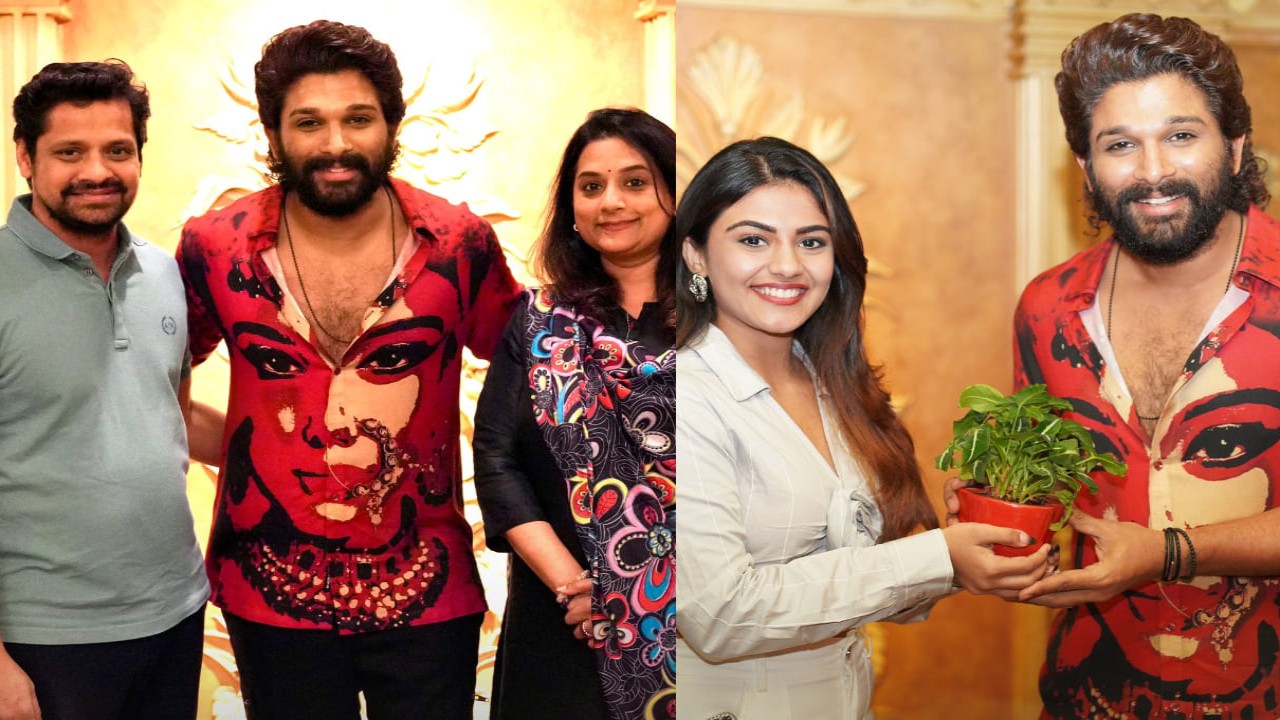 Allu Arjun shows off an all-out swagger look in Pushpa 2-inspired red shirt; PICS