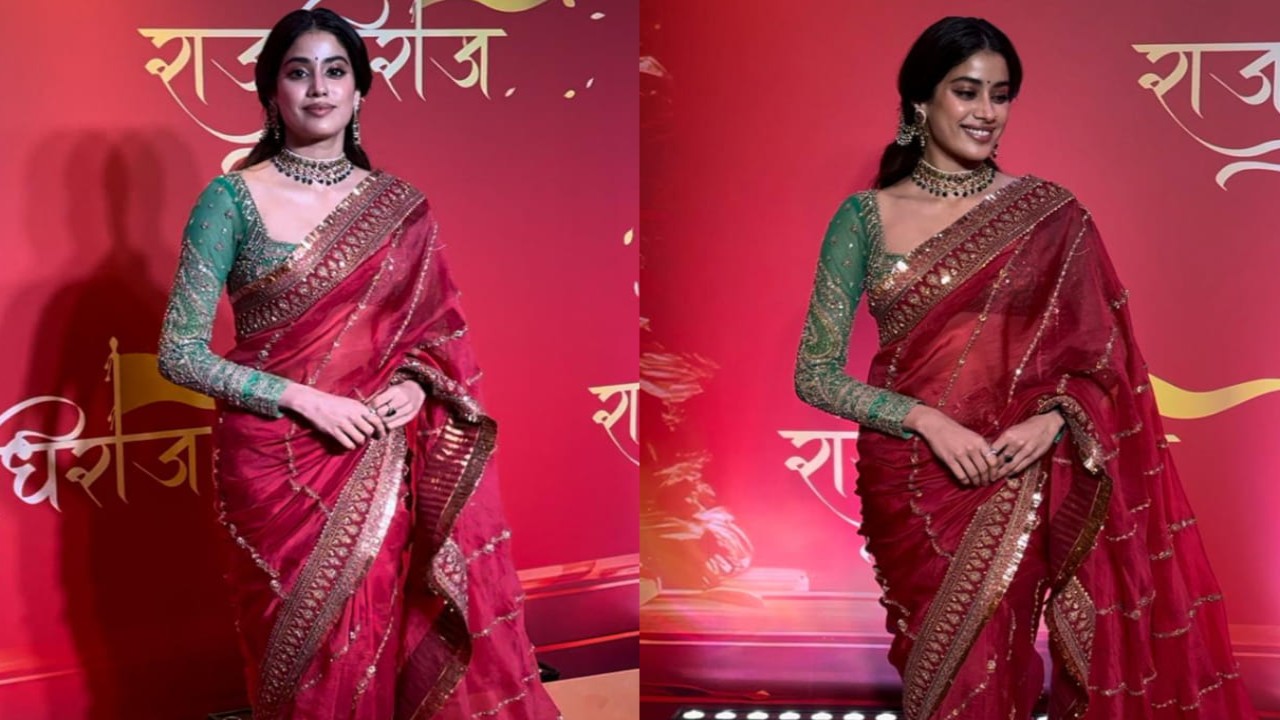 Janhvi Kapoor paints a picture of traditional elegance in red saree paired with green blouse worth Rs 1,62,000