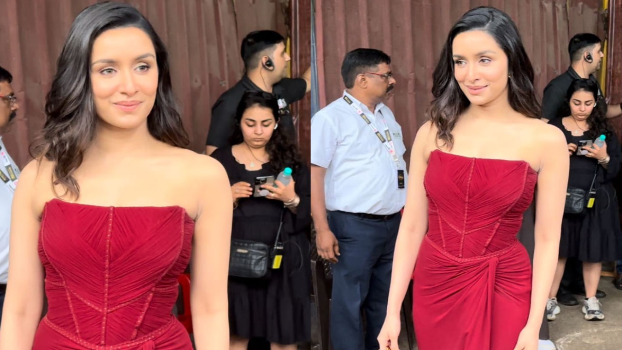 Shraddha Kapoor in red strapless gown 