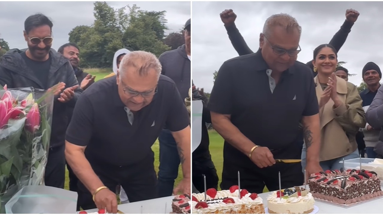 Son of Sardaar 2: Ajay Devgn, Mrunal Thakur and team celebrate Sharat Saxena’s birthday on sets in Scotland; WATCH