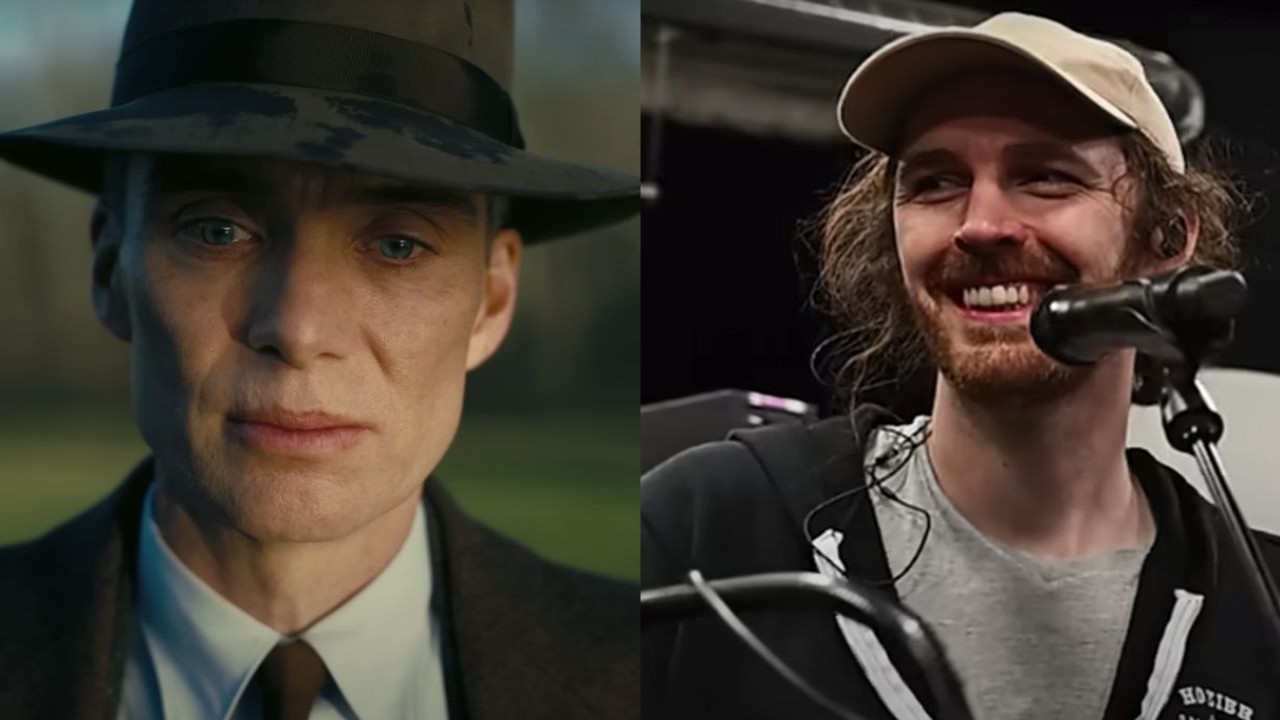 Cillian Murphy and Hozier (YouTube/Oppenheimer trailer/Too Sweet Music Video)