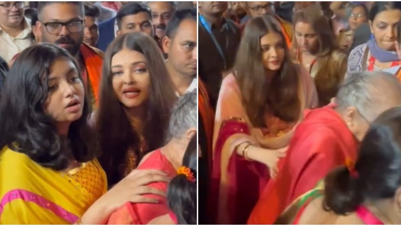 Aishwarya Rai Bachchan and Aaradhya get protective of actress' mom as they visit Ganpati pandal in Mumbai: WATCH