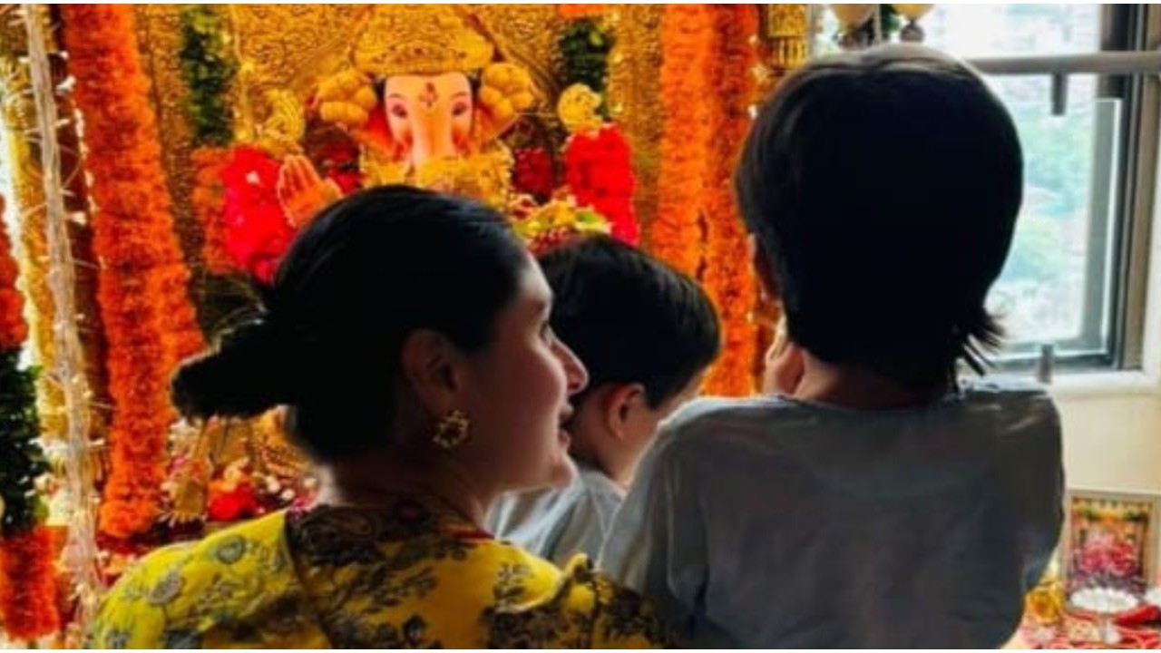 Kareena Kapoor Khan celebrates Ganesh Chaturthi with kids Taimur and Jeh; drops PIC as trio seeks blessings of Bappa