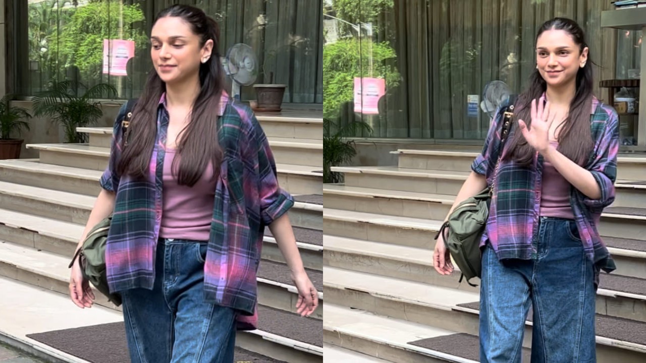 Aditi Rao Hydari in denim jeans and flannel shirt