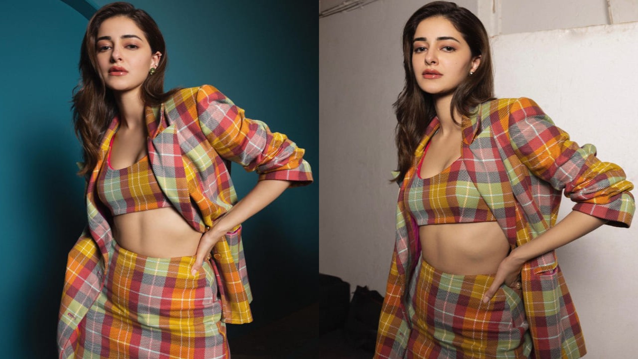 Ananya Panday in checked blazer and skirt 