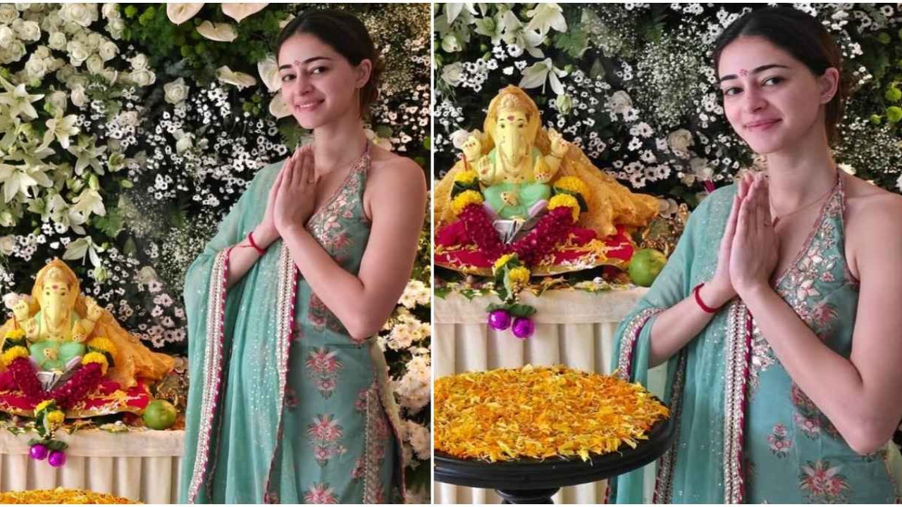 Ananya Panday, Ganesh Chaturthi,  Ganesh Chaturthi 2024, Gopi Vaid, ethnic, suit, sharara set, sharara set, hot, Style, Fashion