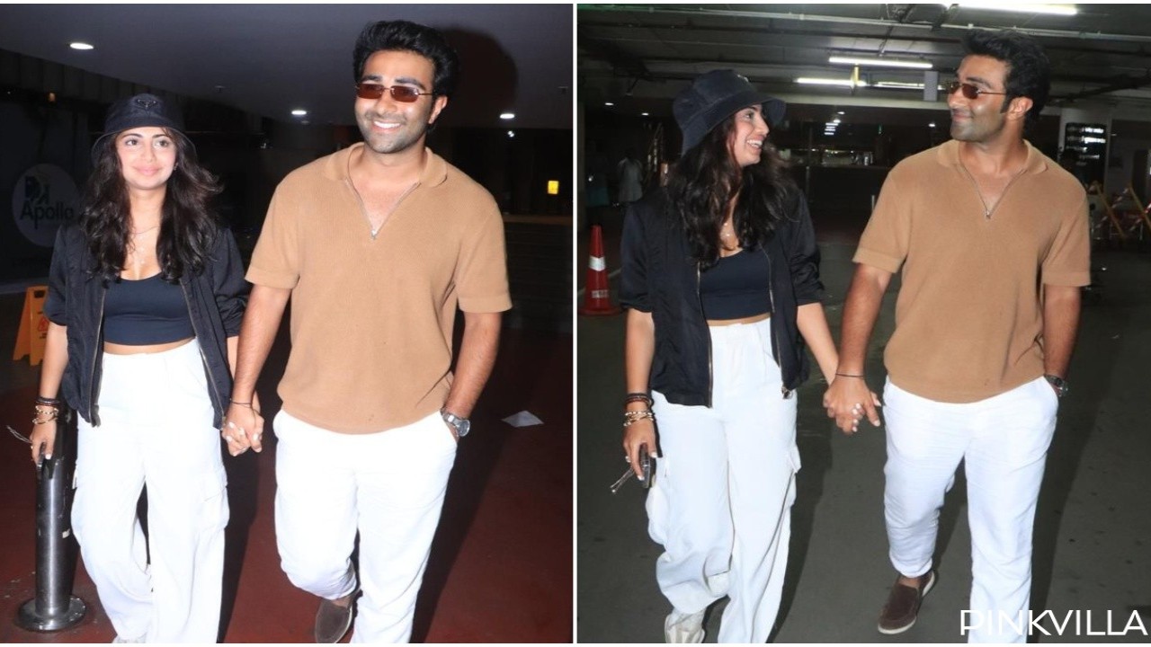 WATCH: Aadar Jain and Alekha Advani cannot stop smiling as they return to Mumbai hand-in-hand after lovers' escape in Maldives