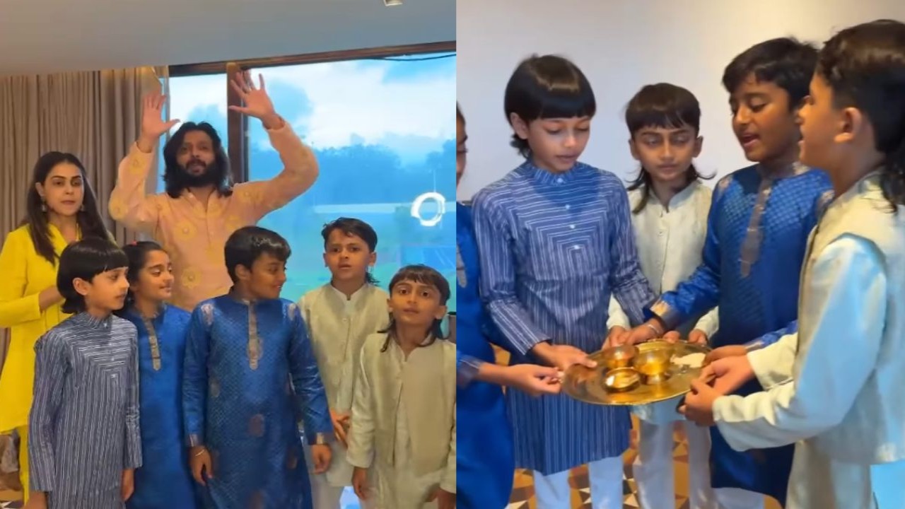 Riteish Deshmukh-Genelia D’Souza celebrate Ganesh Chaturthi with their sons in a eco-friendly way; Fans call them ‘best parents’: WATCH