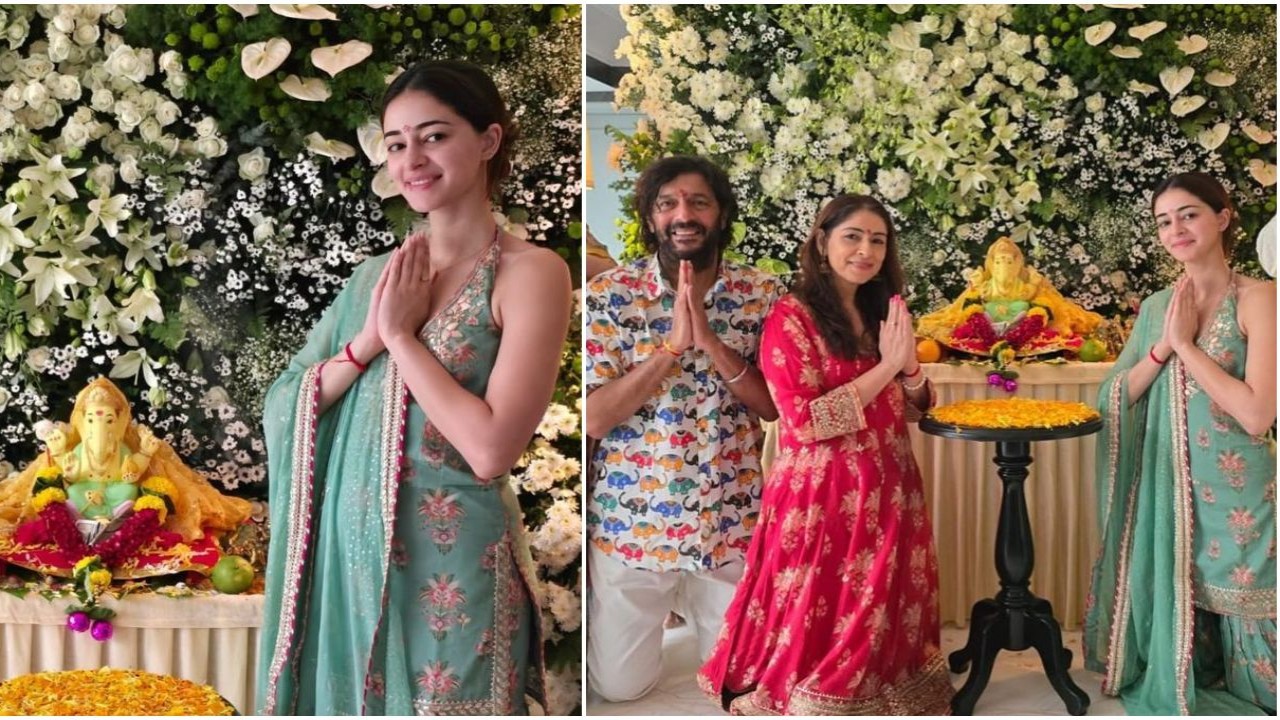 Ganesh Chaturthi: Ananya Panday decks up in beautiful teal kurta set as she welcomes Bappa home; Call Me Bae star seeks blessings with family