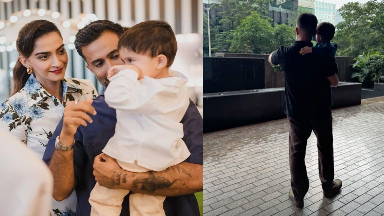 Sonam Kapoor’s husband Anand Ahuja holding son Vayu close in arms while enjoying rain is major father-son goals; PIC