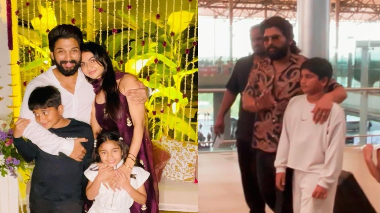 WATCH: Allu Arjun protectively hugs son Ayaan as he jets off with wife Sneha and daughter Arha