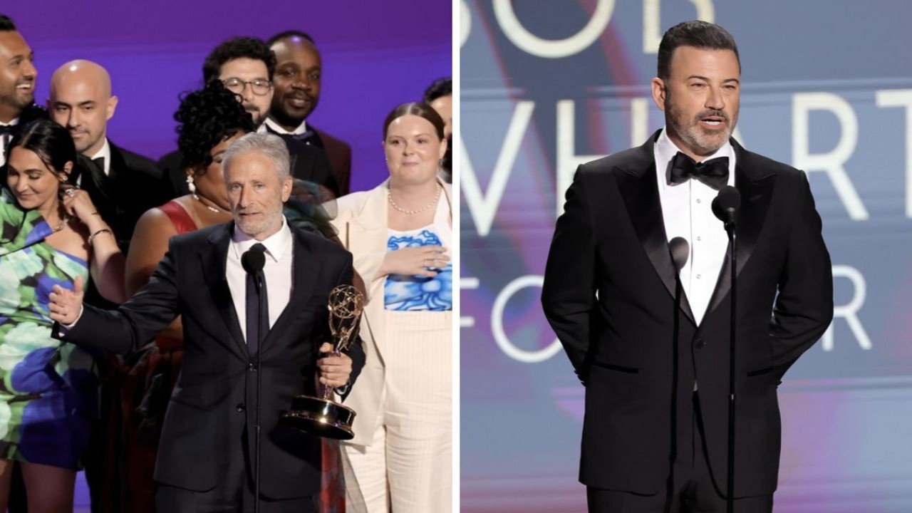 Jon Stewart and the team behind The Daily Show won the award for Outstanding Talk Series AND Jimmy Kimmel - Getty Images 