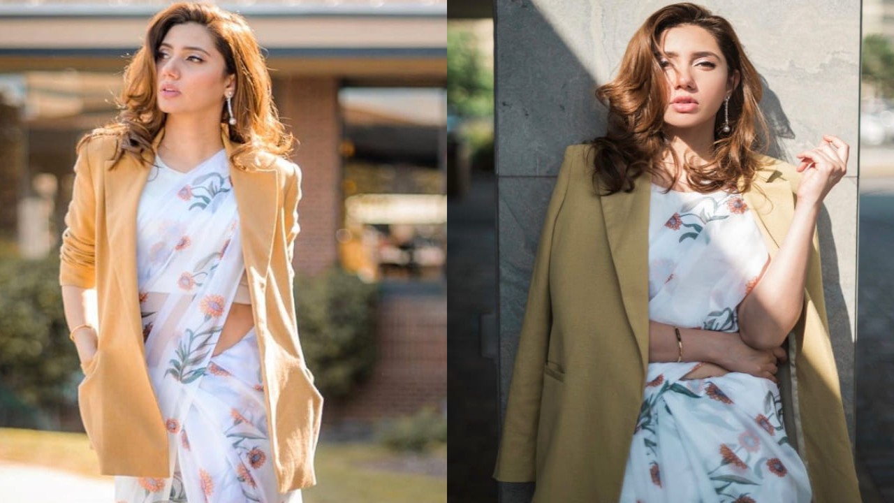 Mahira Khan in floral sare and blazer