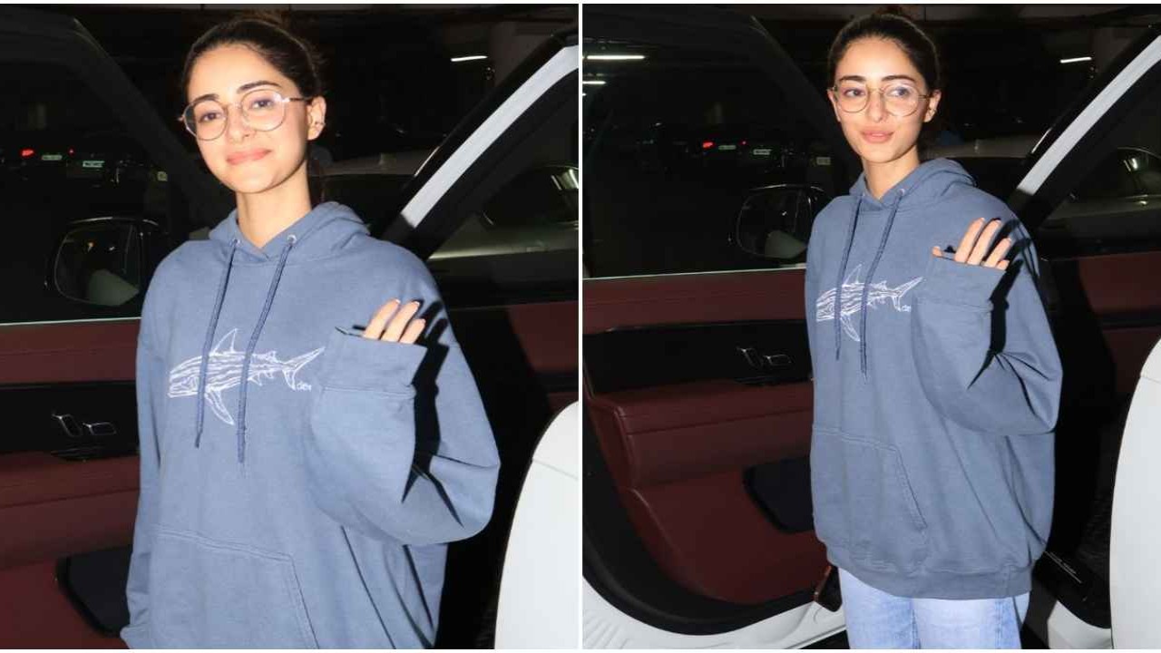 Ananya Panday, airport, airport style, hoodie, denims, baggy jeans, denim jeans, casual look, hot, Style, Fashion