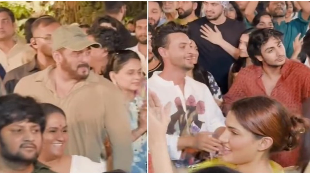 Salman Khan grooves with Aayush and Arpita Sharma during Ganpati Visarjan despite rib injury; youngsters Arhaan, Nirvan, Alizeh and others join celebrations: WATCH