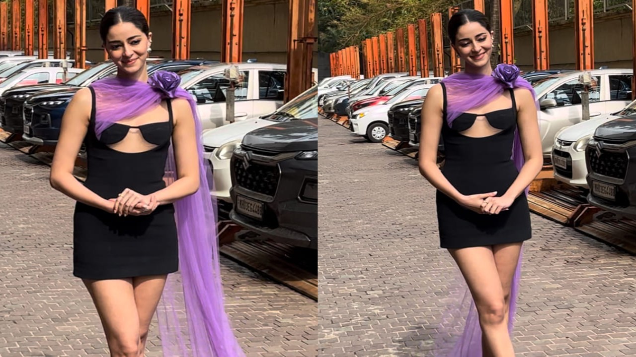 Ananya Panday in black and purple David Koma outfit 