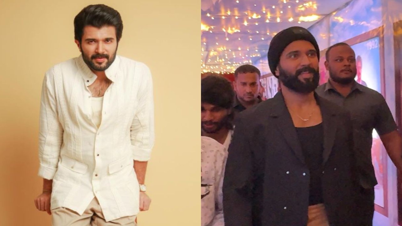 WATCH: Vijay Deverakonda yet again wears weird fitted outfit but pulls it off like a pro at NBK’s 50 year celebration in cinema