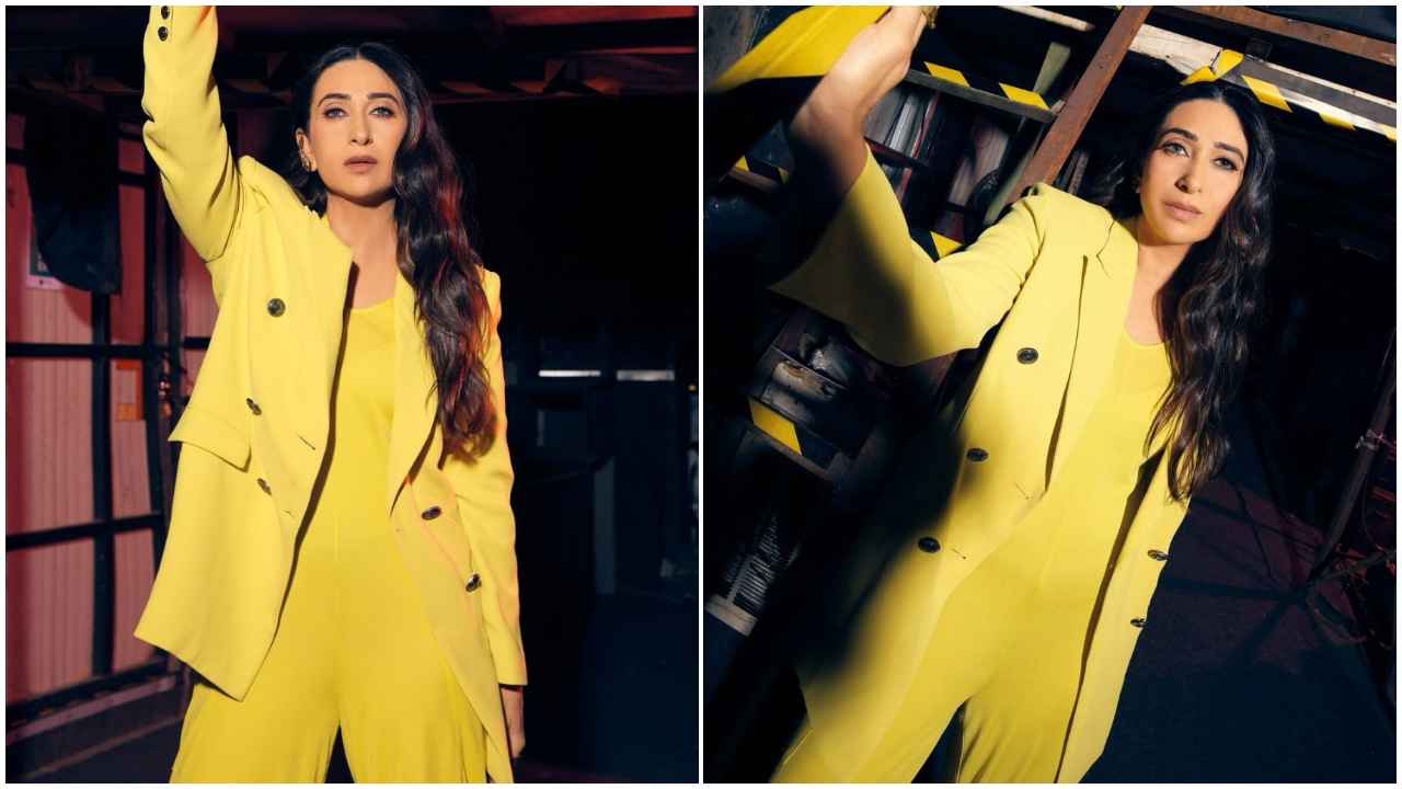 Karisma Kapoor’s yellow jumpsuit with oversized blazer is corporate-core class with a bright and bold twist (PC: Karisma Kapoor Instagram)