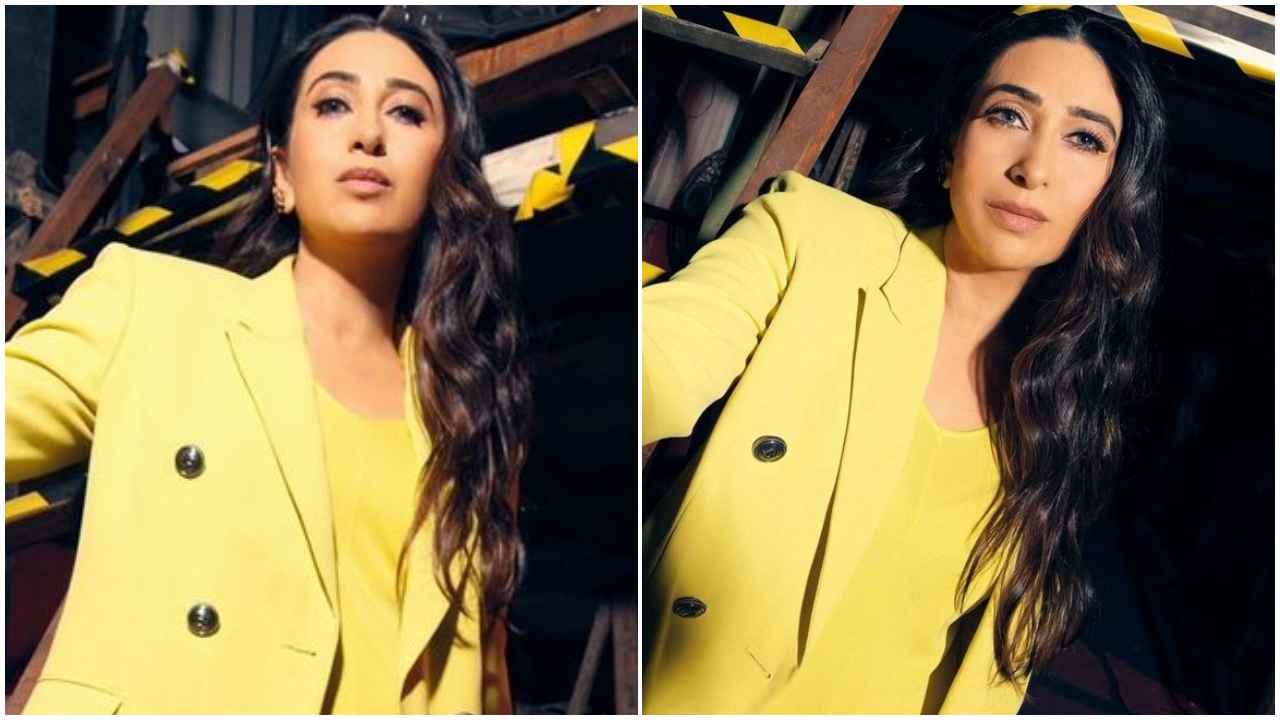 Karisma Kapoor’s yellow jumpsuit with oversized blazer is corporate-core class with a bright and bold twist (PC: Karisma Kapoor Instagram)