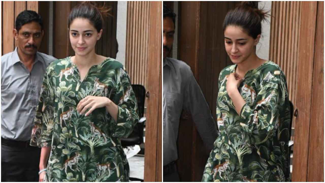 Ananya Panday’s affordable green-hued tropical print co-ord set is made for casual outings with besties (PC: Viral Bhayani)