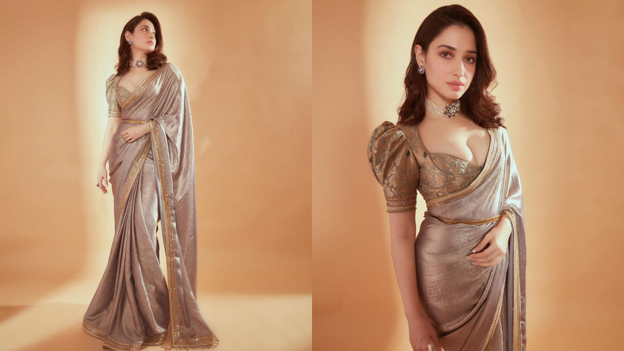 Tamannaah Bhatia in metallic saree 