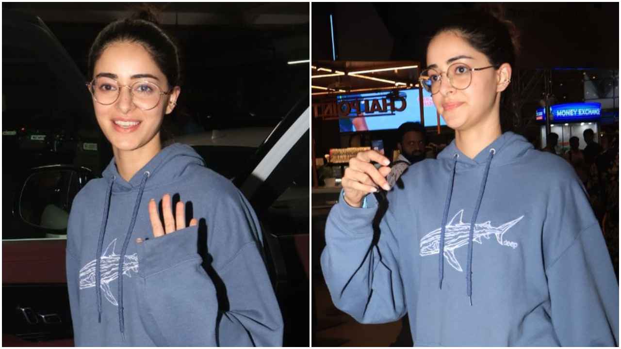 Ananya Panday’s off-duty airport look in oversized blue hoodie with baggy jeans is all about Gen-Z style (PC: Viral Bhayani, Pinkvilla)